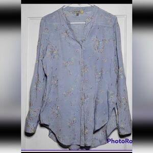 Figueroa & Flower Womens Polyester/Rayon Blend Top with Floral Embroidery Medium